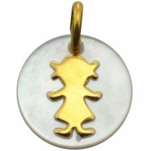Médaille Petit trésor silhouette fille (or jaune 750° nacre)  par Maison Augis