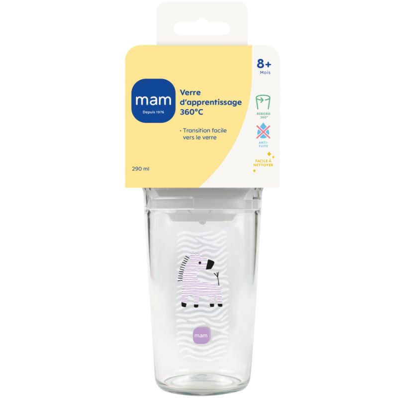 Verre d'apprentissage Zèbre violet (290ml) MAM Packaging 4