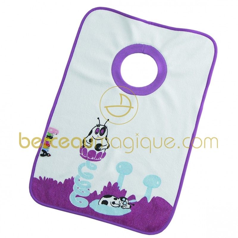 Bavoir 2ème âge Barbamartien violet Babycalin
