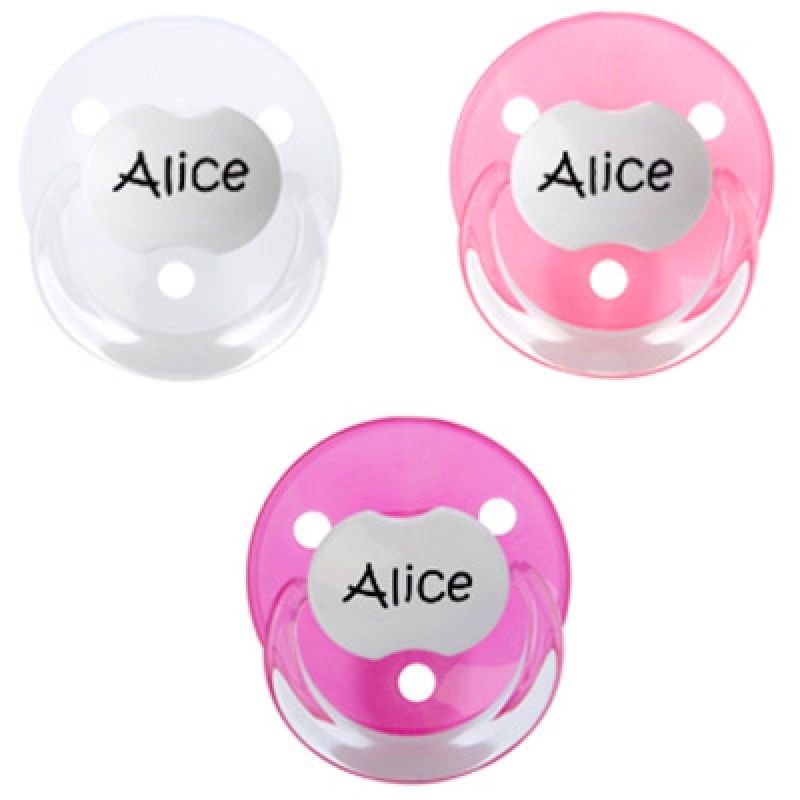 Lot de 3 sucettes personnalisables fille rondes Baby-nova en silicone (3-36 mois) Baby Tute