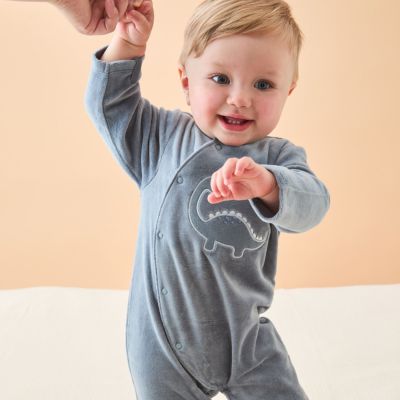 Pyjama en velours dino aqua (dès la naissance)