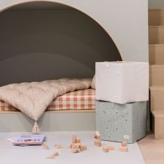 Cube de rangement en tissu recyclé Terrazzo vert