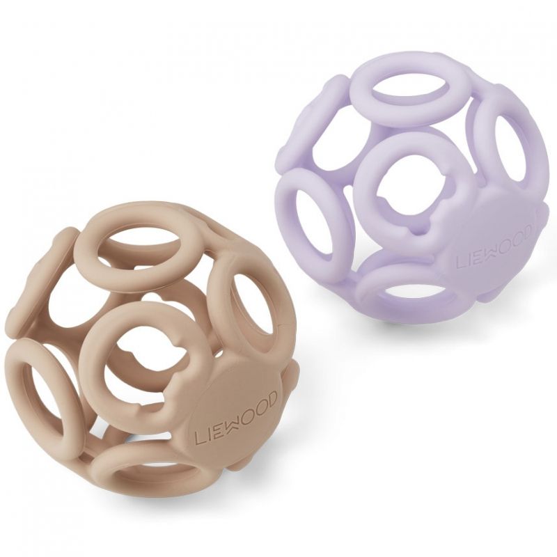 Lot de 2 balles de dentition en silicone Jasmin lavender rose mix Liewood