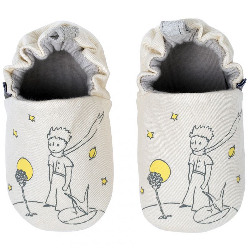 Chaussons en coton et cuir Le Petit Prince et le renard (3-6 mois) Petit Jour Paris