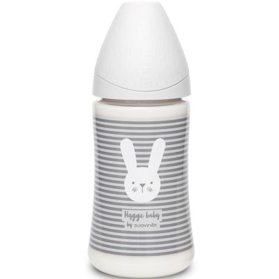 Biberon Hygge Baby lapin rayé gris (270 ml)  par Suavinex