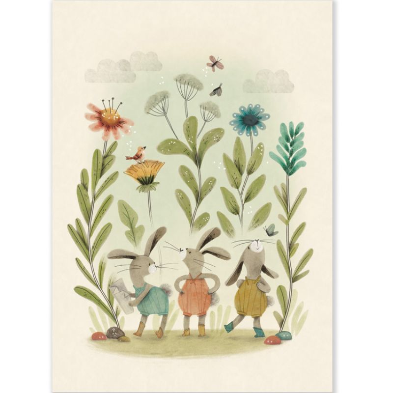 Affiche Lapin Trois petits lapins (50 x 70 cm) Moulin Roty