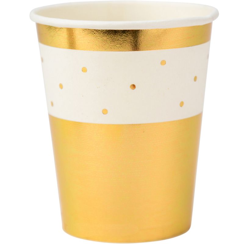 Lot de 8 gobelets en carton Pois dorés Arty Fêtes Factory