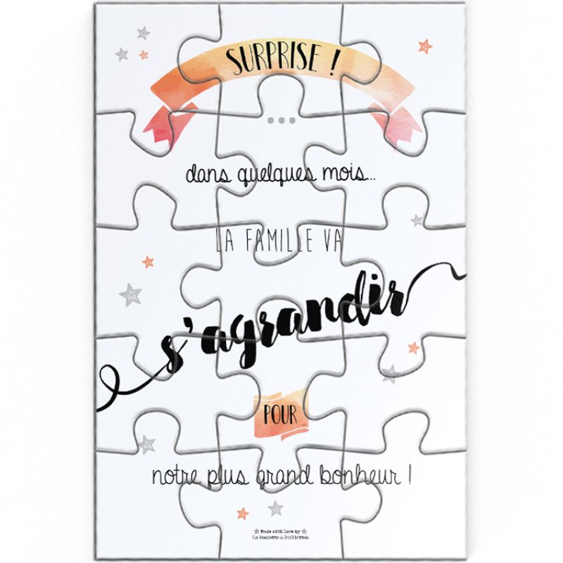 Puzzle d'annonce de grossesse (10 x 15 cm) La Poupette à paillettes