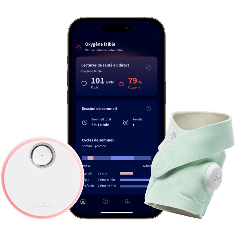 Chaussette connectée Dream Sock mint (0-18 mois) Owlet Produit 1