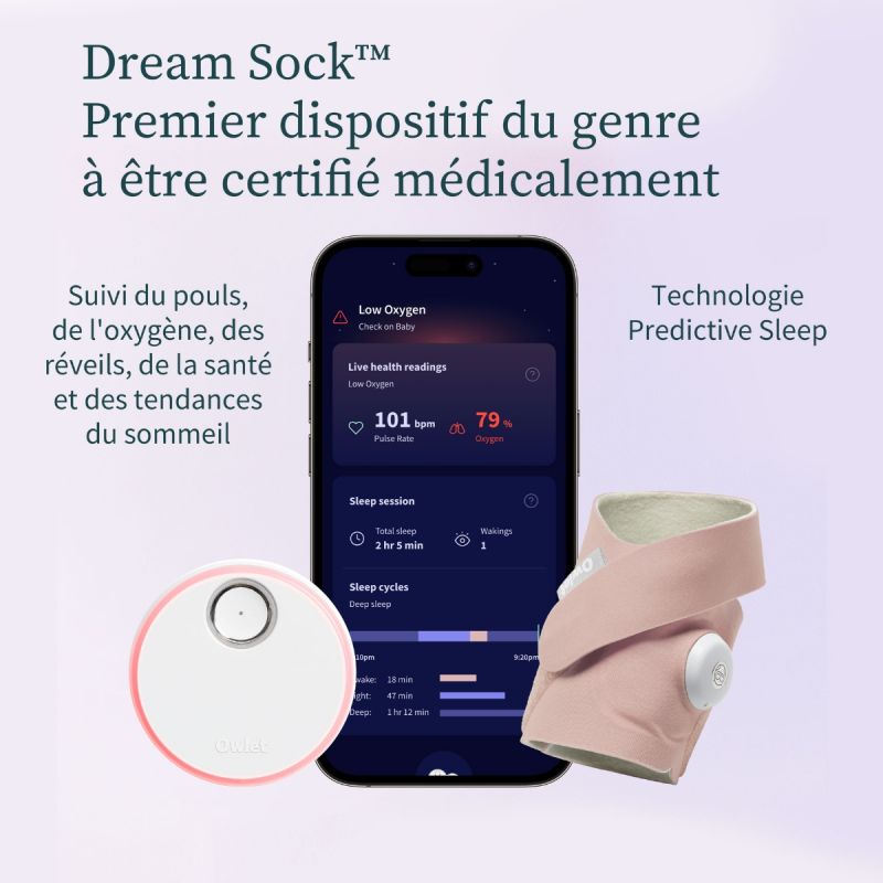 Chaussette connectée Dream Sock mint (0-18 mois) Owlet Ambiance 2