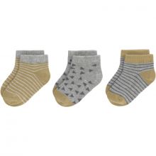 Lot de 3 paires de chaussettes bébé en coton bio gris et curry (pointure 19-22)  par Lässig 