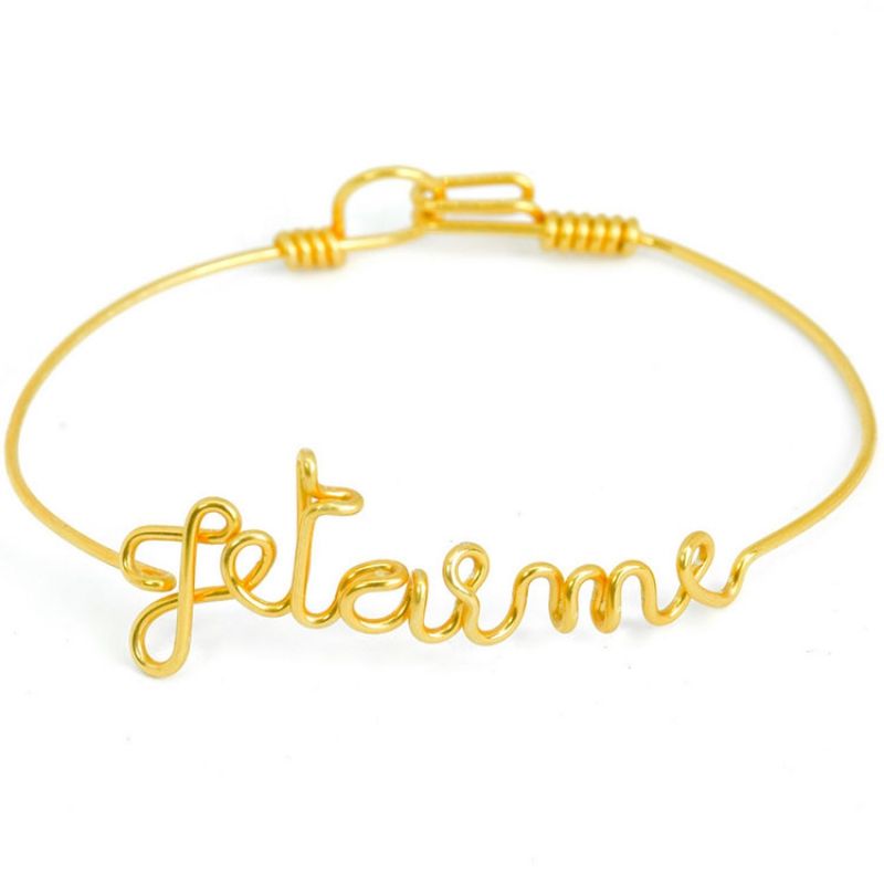 Bracelet Je t'aime en fil Gold-filled or jaune 585° (15 cm) Hava et ses secrets
