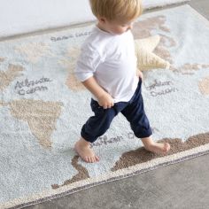 Tapis lavable carte du monde (140 x 200 cm)