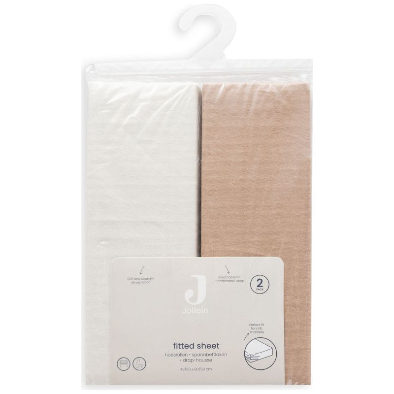 Lot de 2 draps housses en jersey Light Terra-Oatmeal (40 x 80 cm) Jollein Packaging 6