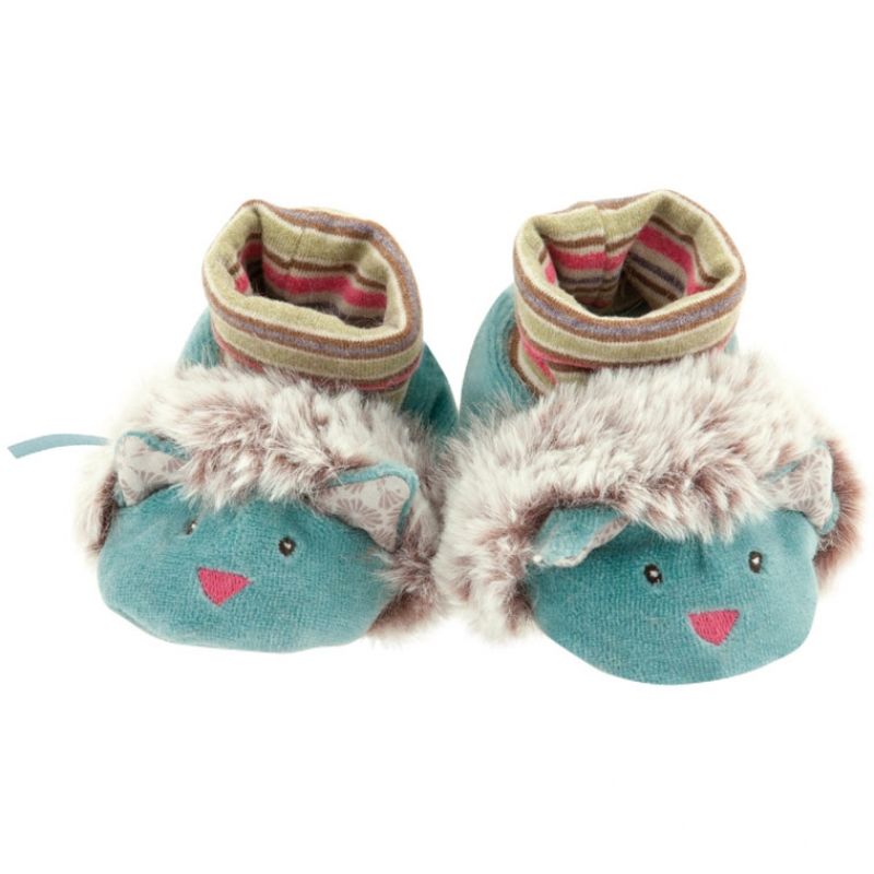 Chaussons peluche chat Les Pachats (0-6 mois) Moulin Roty