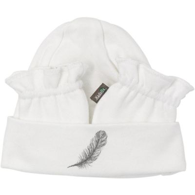 Set bonnet et moufles de naissance en coton bio Plume Kadolis