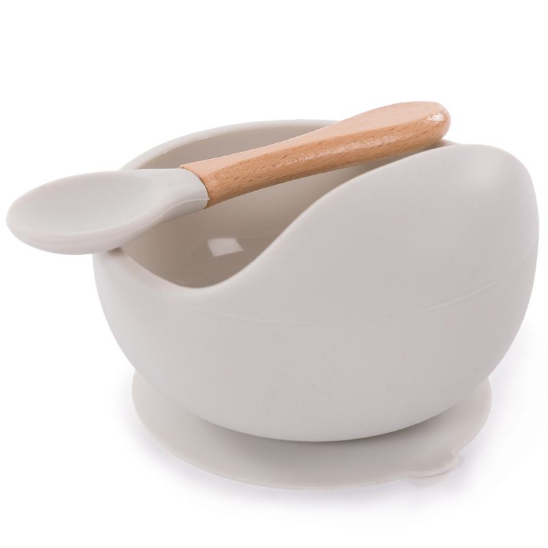 Bol ventouse et cuillère gris Bo Jungle Produit 1