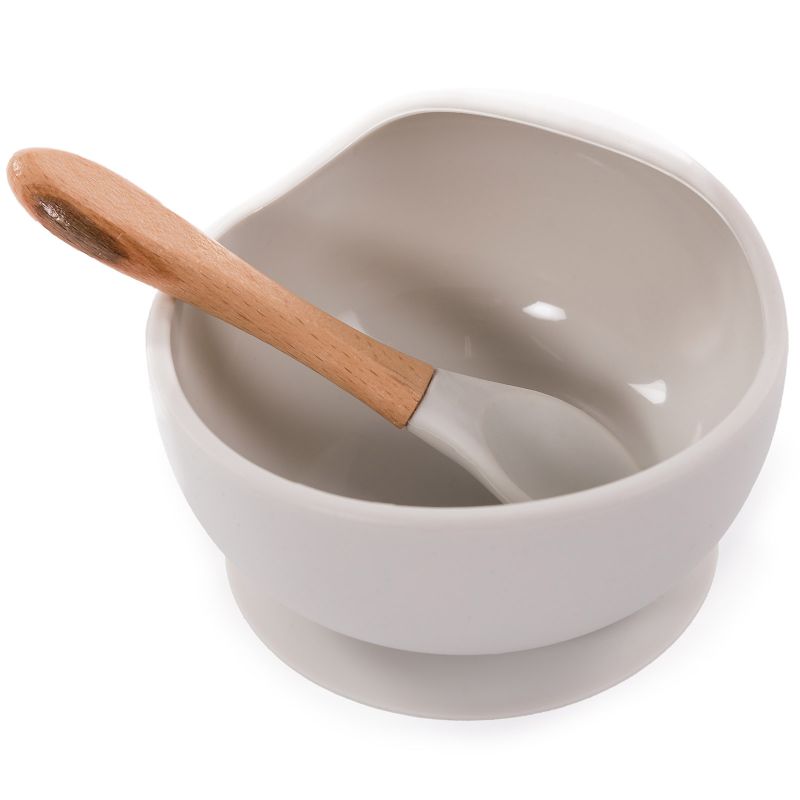 Bol ventouse et cuillère gris Bo Jungle Produit 2