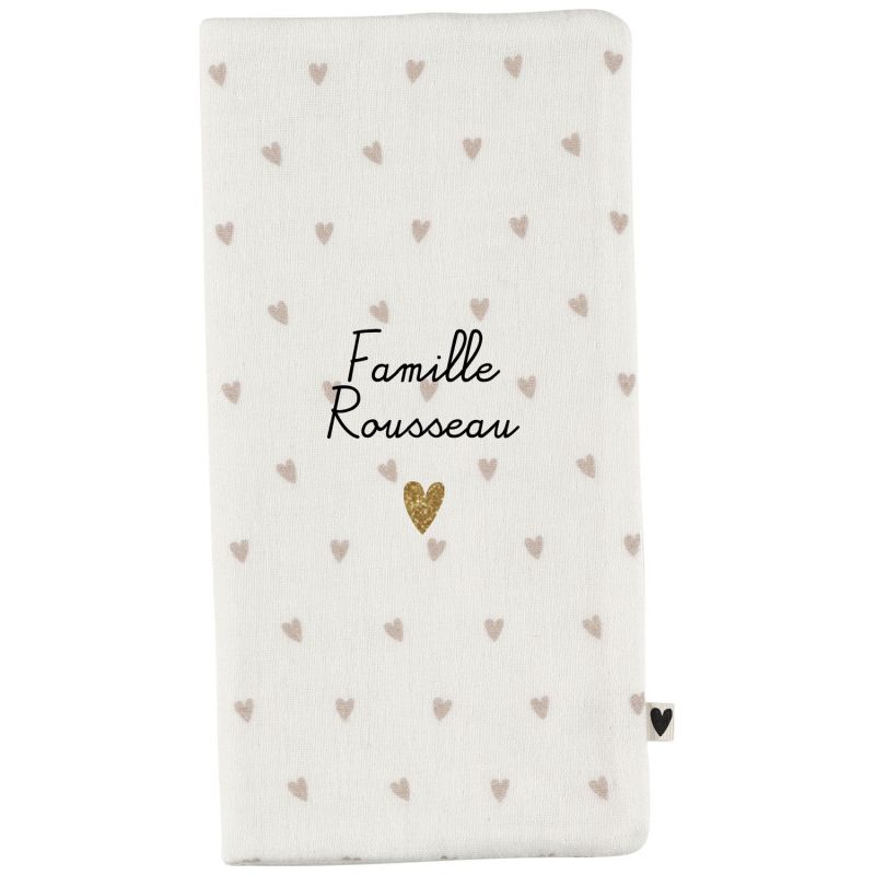 Protège livret de famille Gaze Coeurs (personnalisable) Atelier Wagram Produit 1