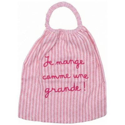 Serviette élastiquée comme une grande gaze de coton rayé vieux rose BB & Co