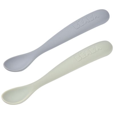 Lot de 2 cuillères silicone 1er âge avec boîte de transport Duo nature