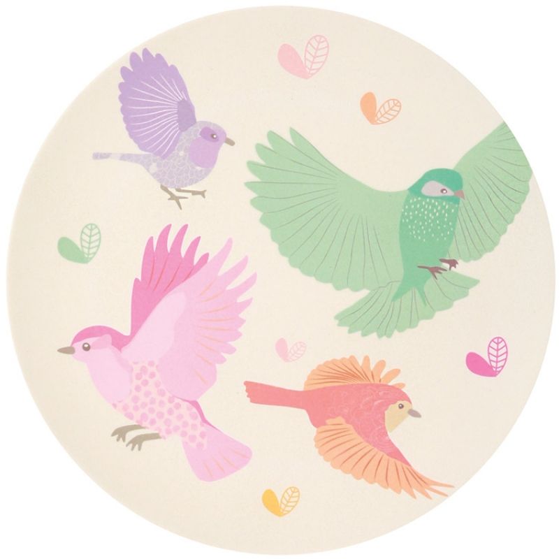 Grande assiette en bambou Oiseaux (25 cm) Love Maé
