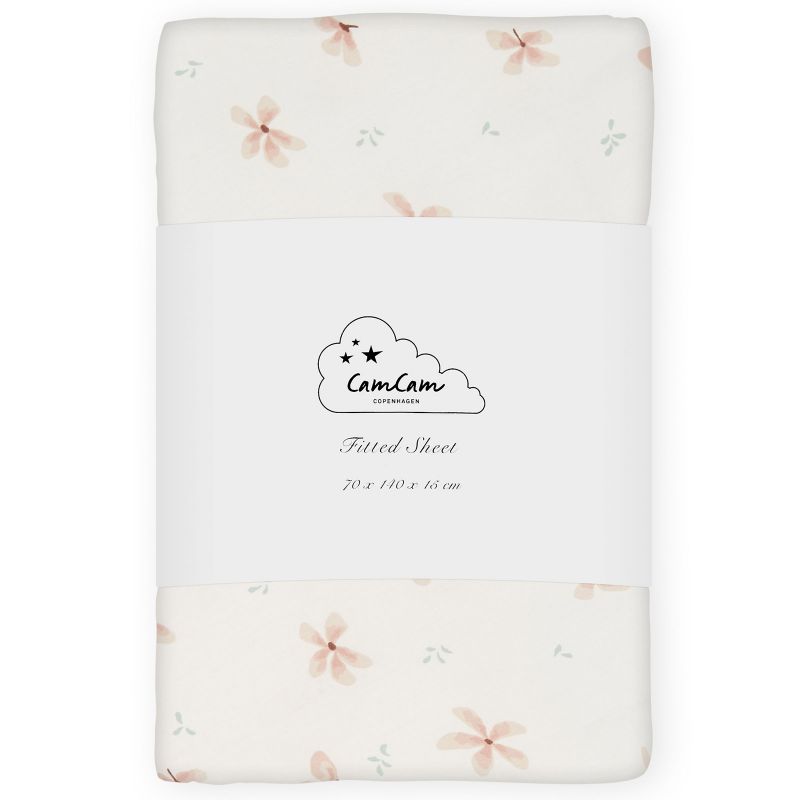 Drap housse en coton bio Windflower Creme (70 x 140 cm) Cam Cam Copenhagen