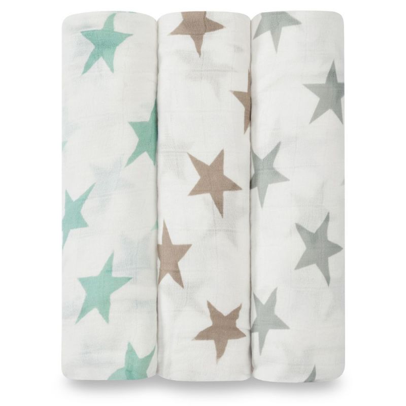 Lot de 3 maxi langes Swaddle bambou Milky way étoiles pastel aden + anais