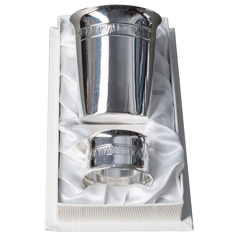 Timbale et rond de serviette Empire (métal argenté) dans leur coffret Daniel Crégut
