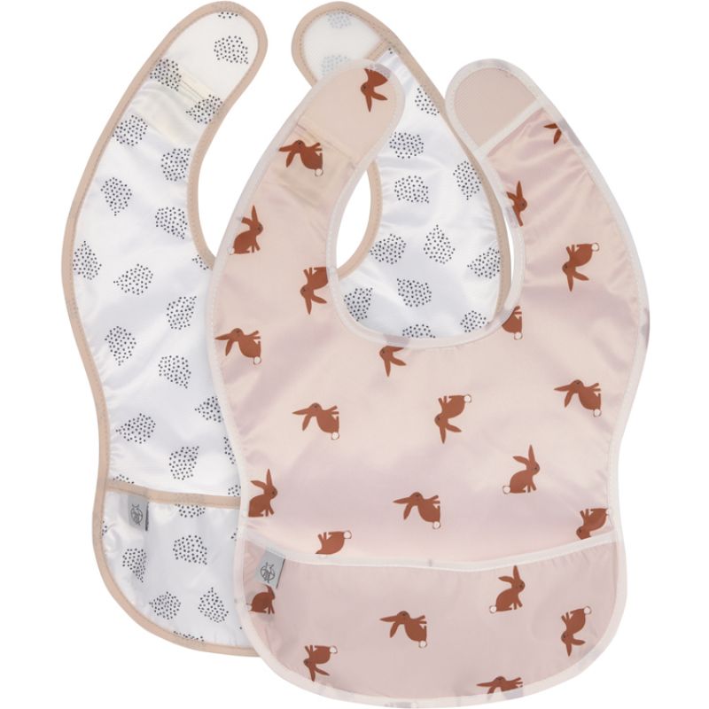Lot de 2 bavoirs à poche Little Forest Lapin Lässig