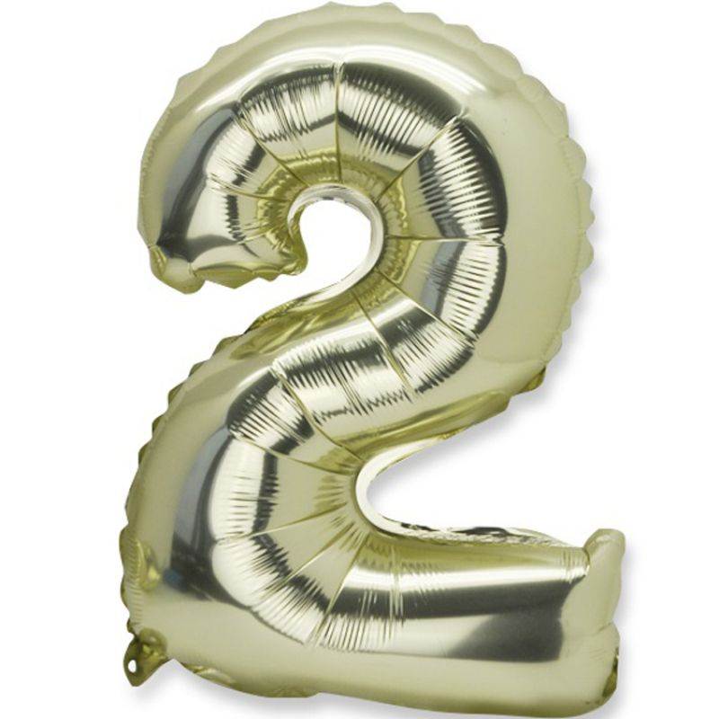Grand ballon en mylar chiffre 2 doré (86 cm) Arty Fêtes Factory
