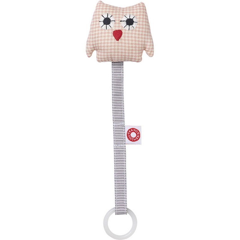 Attache sucette chouette rose Franck & Fischer