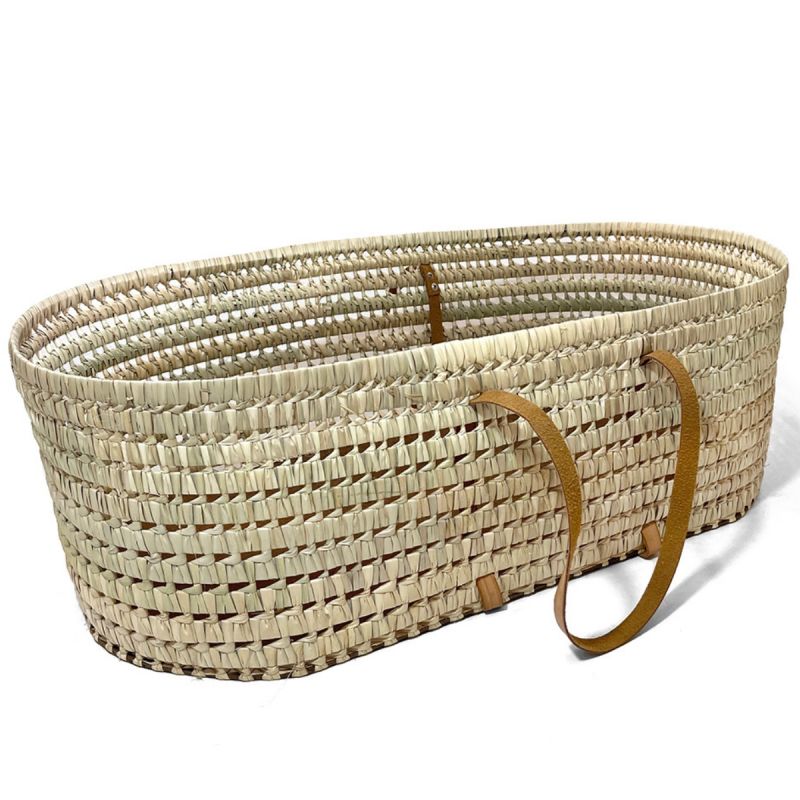 Couffin souple en osier avec anses en cuir Babyshower Produit 1