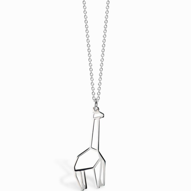 Collier chaîne 40 cm pendentif Origami girafe 19 mm (argent 925°) Coquine
