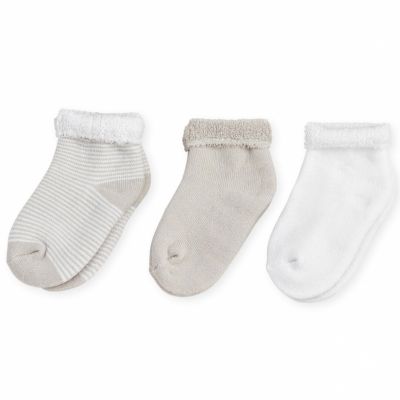 Lot de 3 paires de chaussettes beige et blanc (0-3 mois)  par Trois Kilos Sept