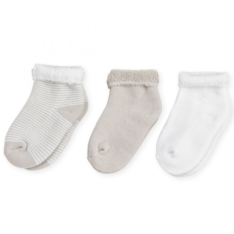 Lot de 3 paires de chaussettes beige et blanc (0-3 mois) Trois Kilos Sept Produit 1 grande taille