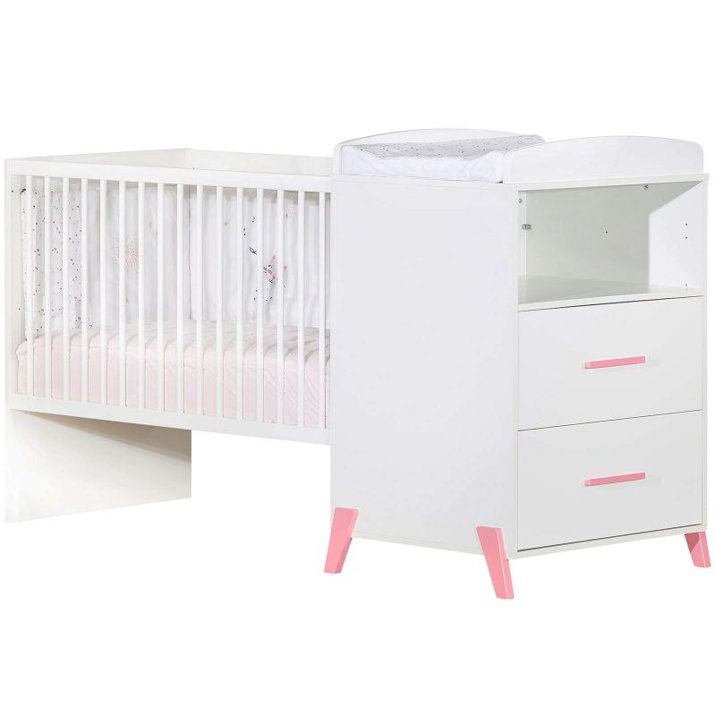 Lit bébé combiné évolutif Joy rose (60 x 120 cm) Baby Price