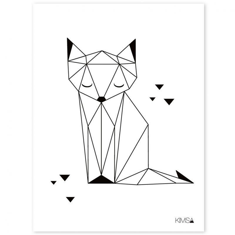 Affiche renard Origami play by Claudia Soria (30 x 40 cm) Lilipinso