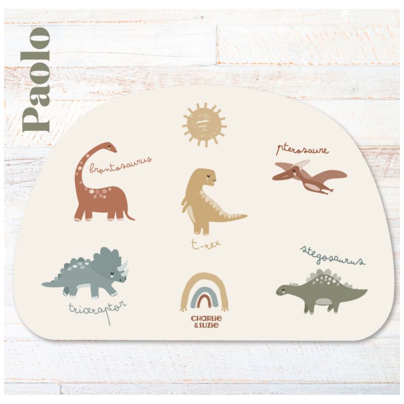 Set de table Mes Dinos Paolo personnalisable Charlie et Suzie Ambiance 2