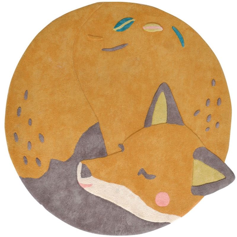 Tapis rond Renard Chaussette Le voyage d'Olga (110 cm) Moulin Roty