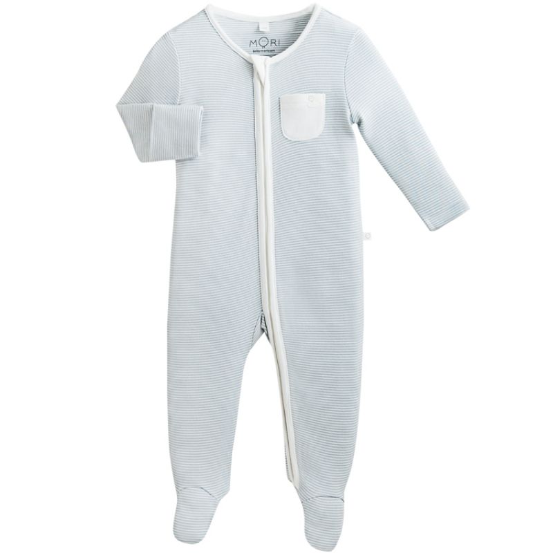Pyjama léger Zip Up bleu clair (0-3 mois) MORI