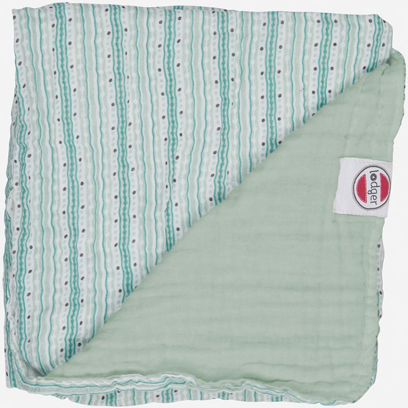 Couverture bébé en coton Dreamer Xandu rayure vert d'eau (120 x 120 cm) Lodger