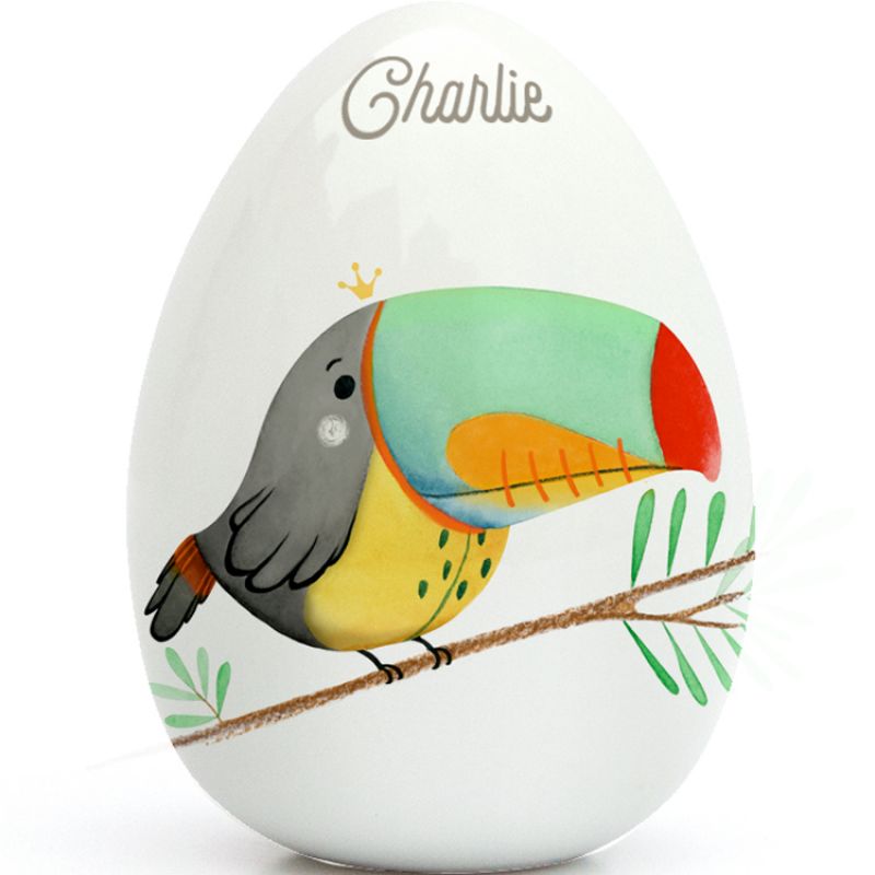Oeuf en porcelaine Toucan (personnalisable) Gaëlle Duval