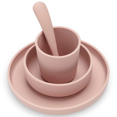 Coffret repas en silicone rose pâle