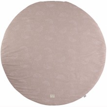 Tapis de jeu rond Full Moon coton bio White bubble Misty pink (105 cm)  par Nobodinoz
