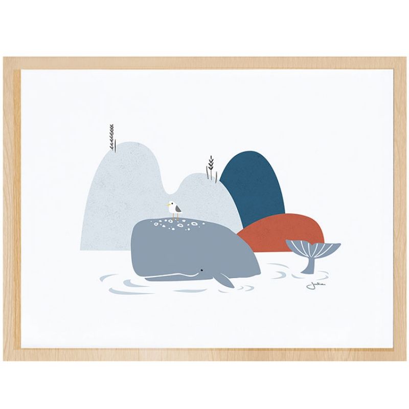 Affiche encadrée la baleine (30 x 40 cm) Lilipinso