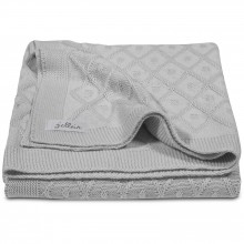 Grande couverture en coton tricot Diamond knit grise (100 x 150 cm)  par Jollein