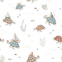Papier peint Balade en mer Les tortues (50 cm x 10 m) - Lilipinso
