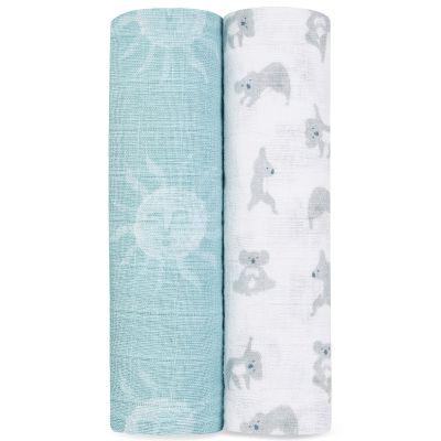 Lot de 2 maxi langes en coton Now + Zen (120 x 120 cm)