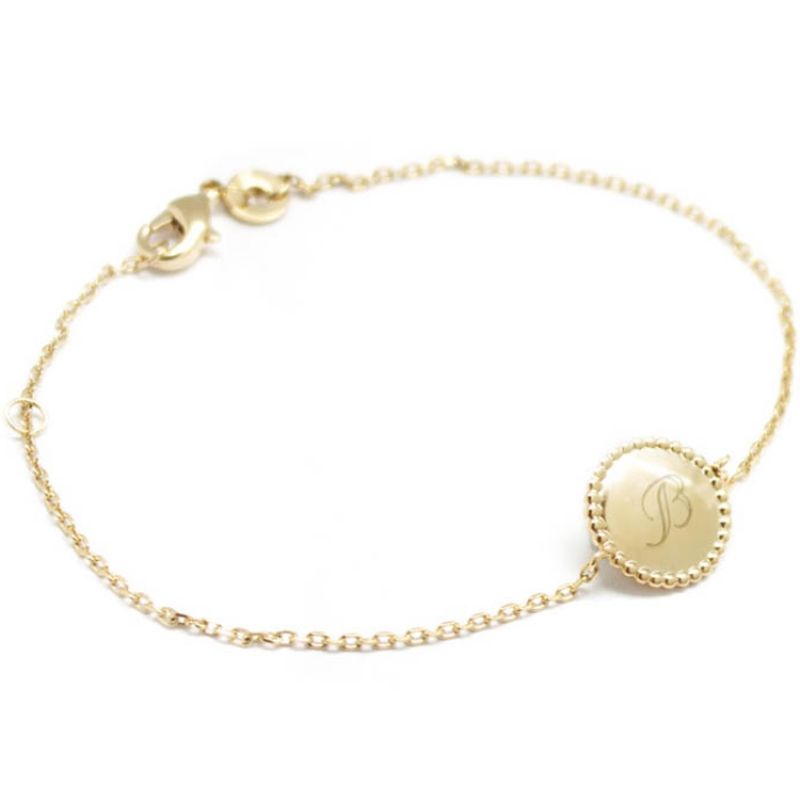 Bracelet Jeton perlé personnalisable (plaqué or) Petits trésors